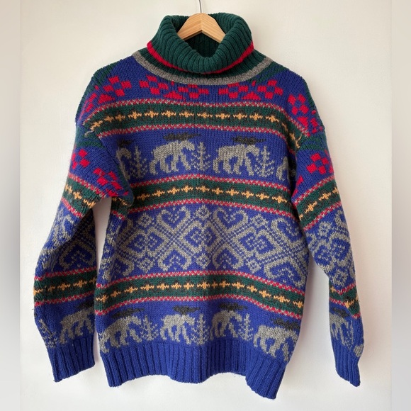 Eddie Bauer Other - Eddie Bauer Multicolor Turtleneck Sweater 100% Wool Sweater, Gift for Him,